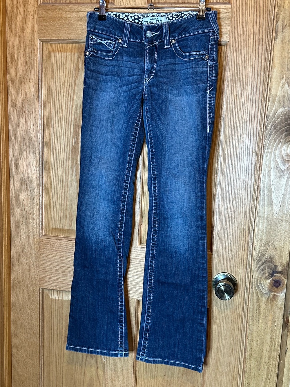 Ariat REAL Denim Jeans Womens 27R Boot Cut Stone Wash Western Cowgirl - Picture 2 of 6